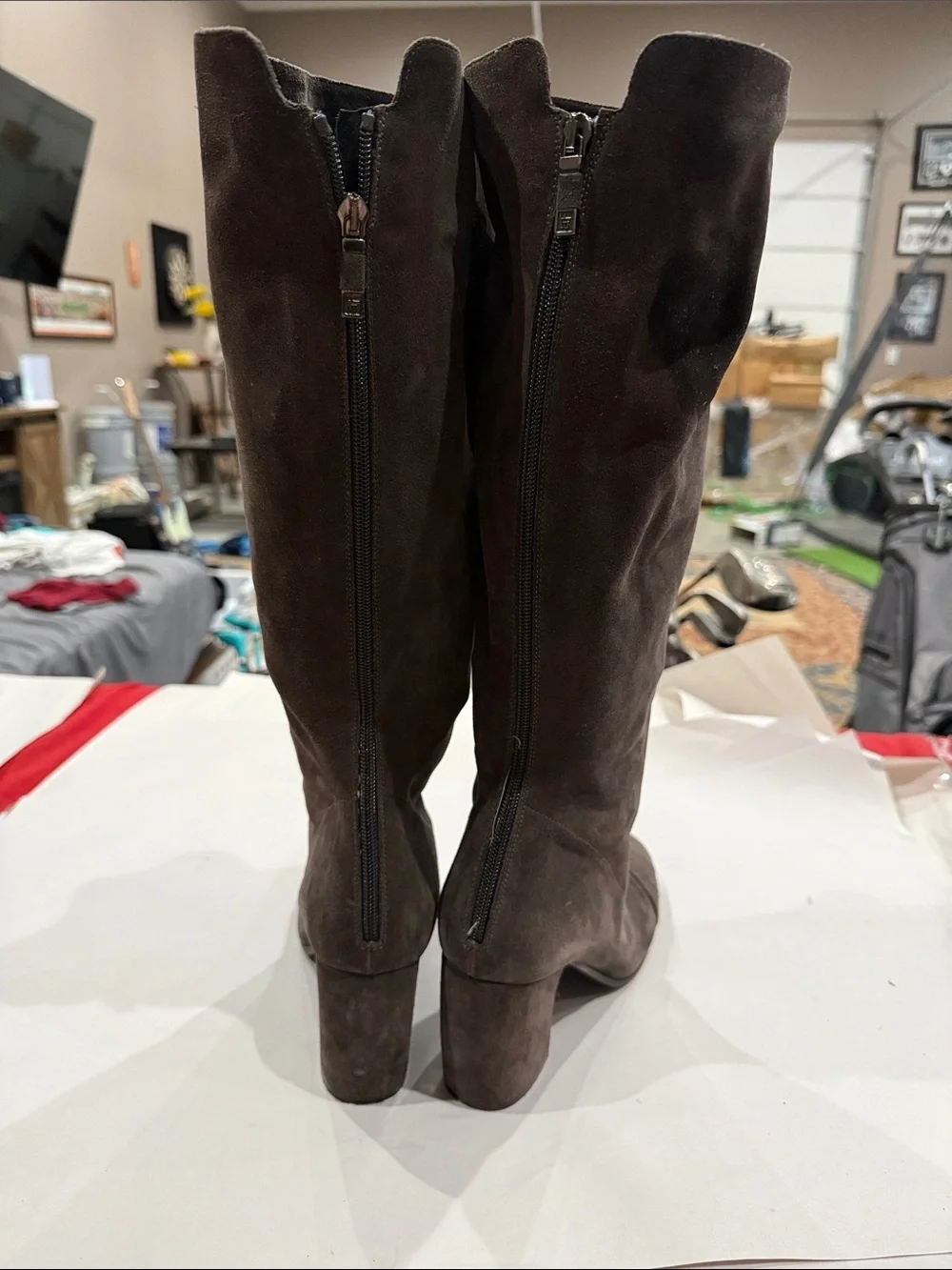 Alberto Fermani Over-the-Knee Suede Boots in Dark grey